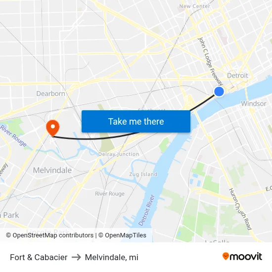Fort & Cabacier to Melvindale, mi map