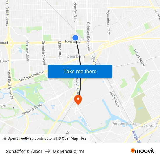 Schaefer & Alber to Melvindale, mi map