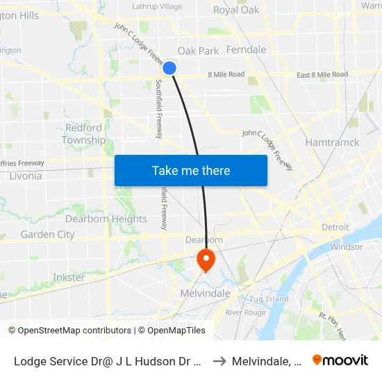 Lodge Service Dr@ J L Hudson Dr Ns to Melvindale, mi map