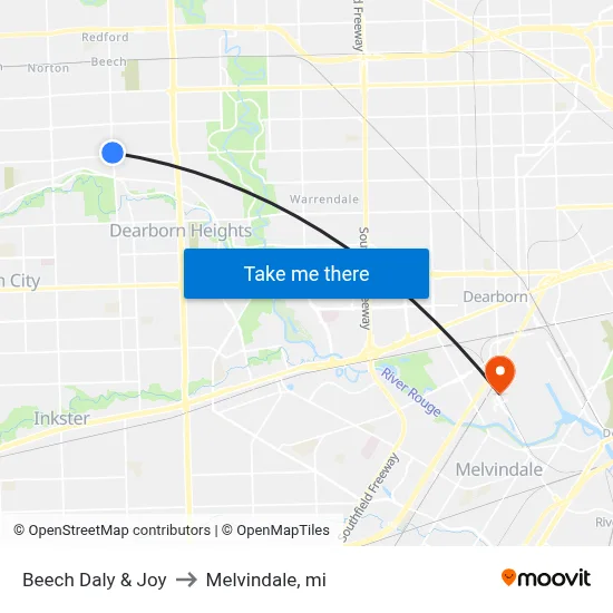 Beech Daly & Joy to Melvindale, mi map