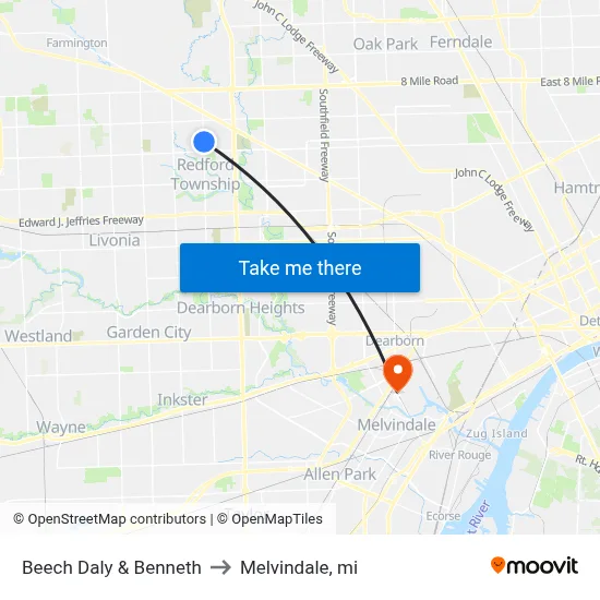 Beech Daly & Benneth to Melvindale, mi map
