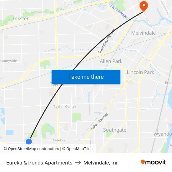 Eureka & Ponds Apartments to Melvindale, mi map
