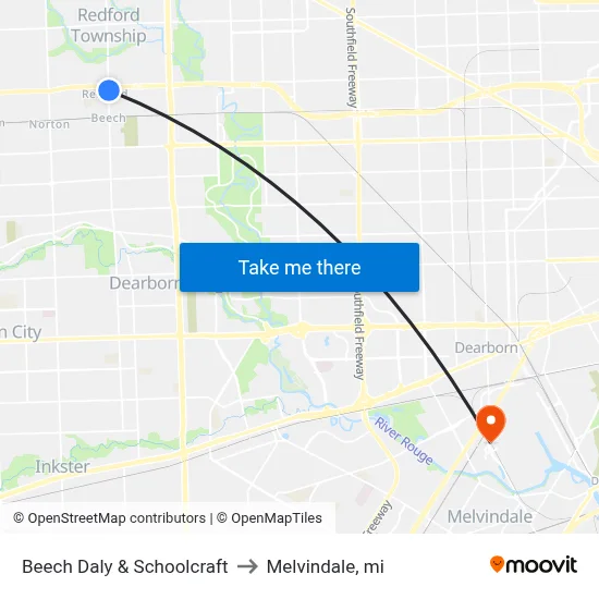 Beech Daly & Schoolcraft to Melvindale, mi map
