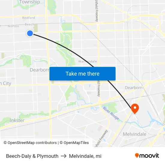 Beech-Daly & Plymouth to Melvindale, mi map