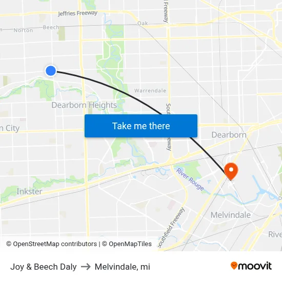 Joy & Beech Daly to Melvindale, mi map