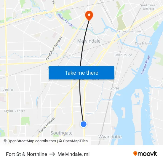 Fort St & Northline to Melvindale, mi map