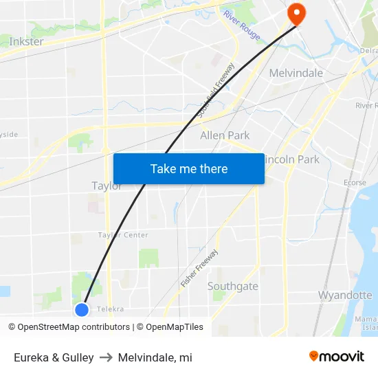 Eureka & Gulley to Melvindale, mi map