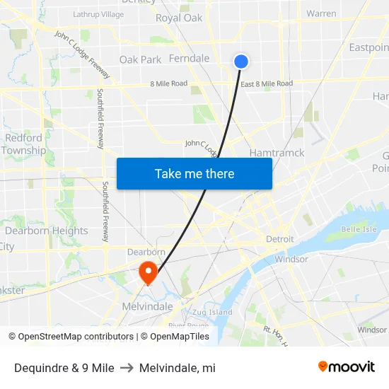 Dequindre & 9 Mile to Melvindale, mi map