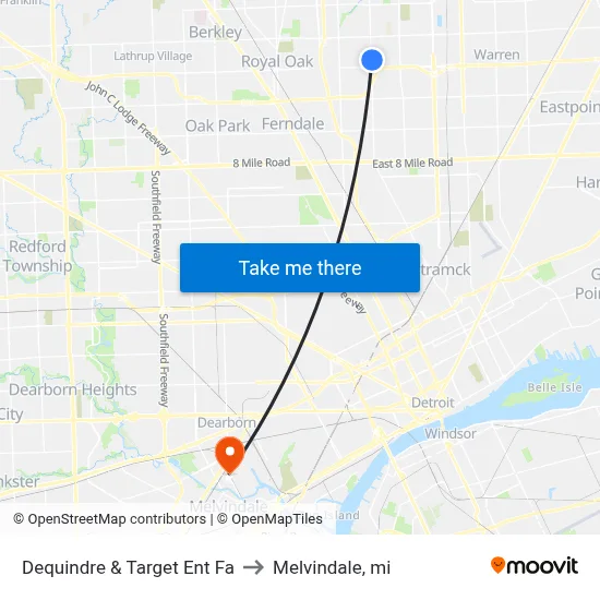 Dequindre & Target Ent Fa to Melvindale, mi map