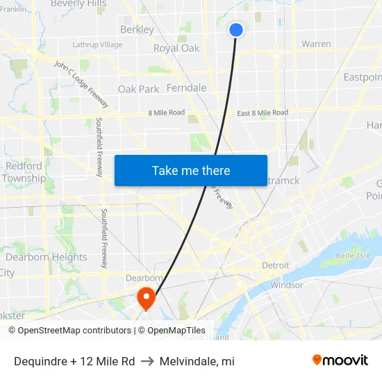 Dequindre + 12 Mile Rd to Melvindale, mi map