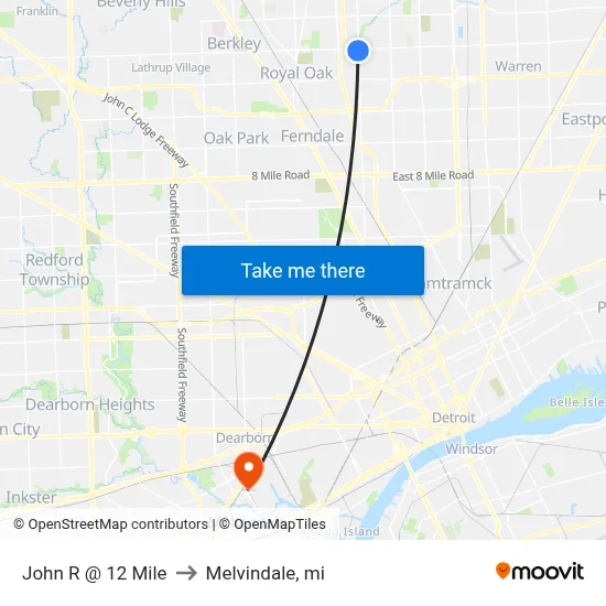 John R @ 12 Mile to Melvindale, mi map