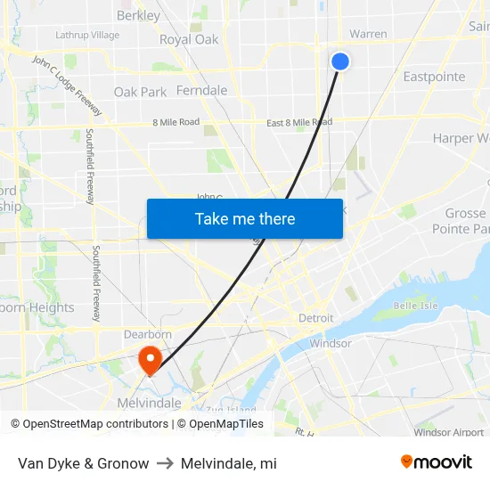 Van Dyke & Gronow to Melvindale, mi map