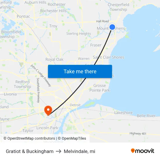Gratiot & Buckingham to Melvindale, mi map