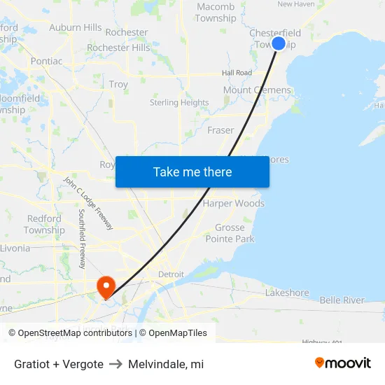 Gratiot + Vergote to Melvindale, mi map