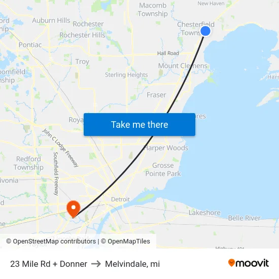 23 Mile Rd + Donner to Melvindale, mi map
