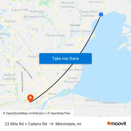 23 Mile & Callens to Melvindale, mi map