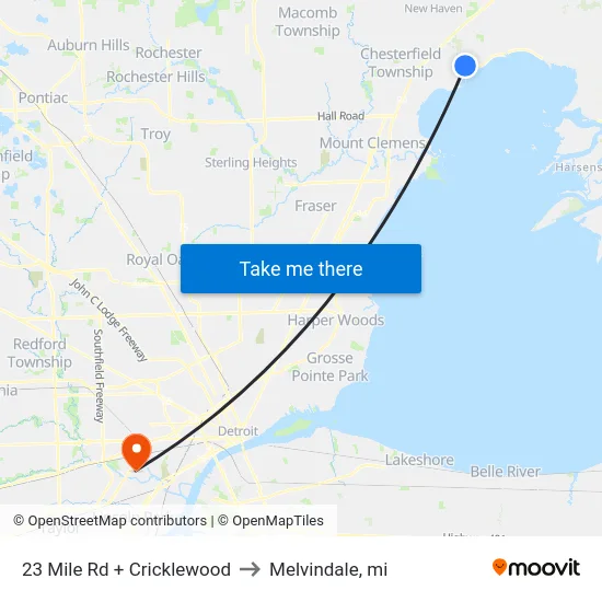 23 Mile Rd + Cricklewood to Melvindale, mi map