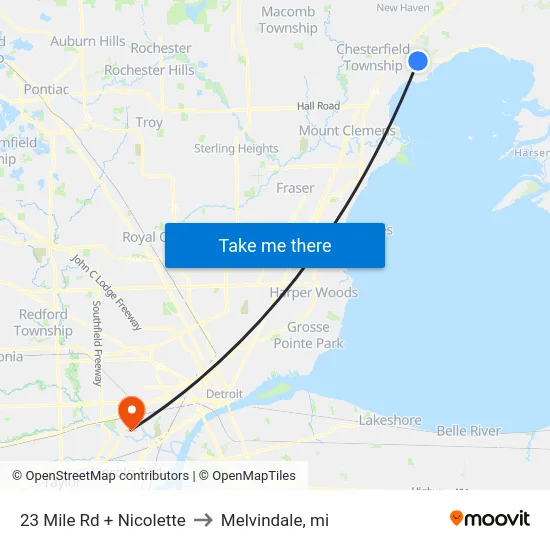 23 Mile & Nicolette to Melvindale, mi map