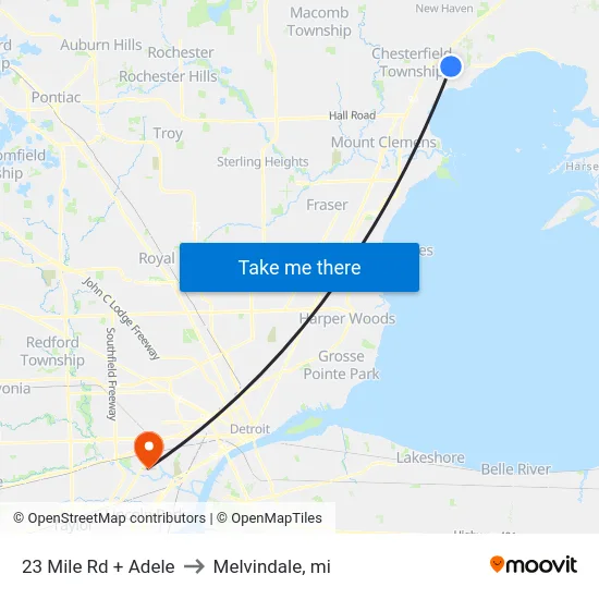 23 Mile Rd + Adele to Melvindale, mi map