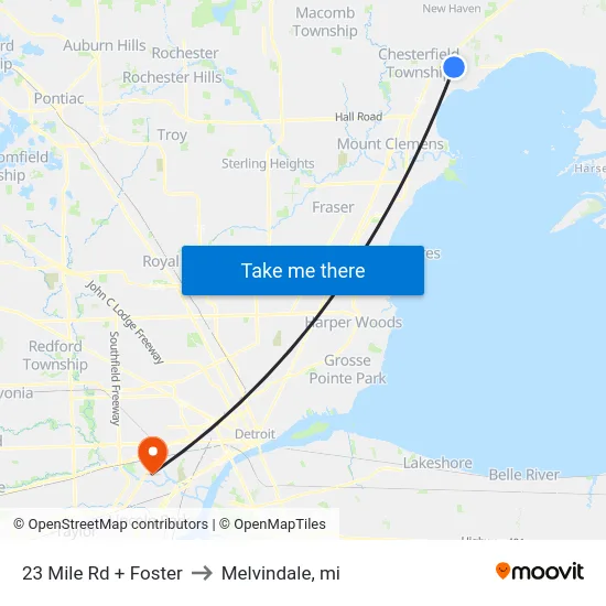 23 Mile & Foster to Melvindale, mi map