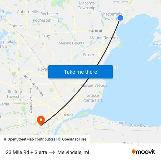 23 Mile & Sierra to Melvindale, mi map