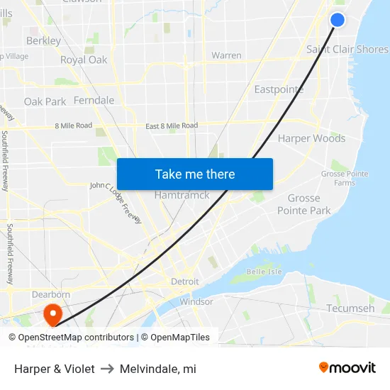 Harper & Violet to Melvindale, mi map