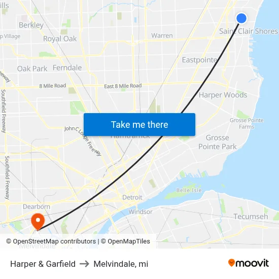 Harper & Garfield to Melvindale, mi map