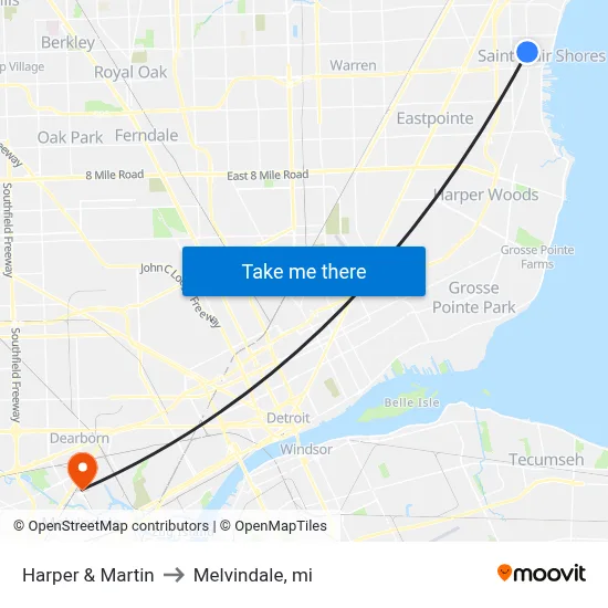 Harper & Martin to Melvindale, mi map