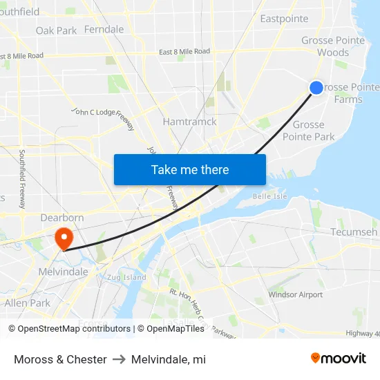 Moross & Chester to Melvindale, mi map