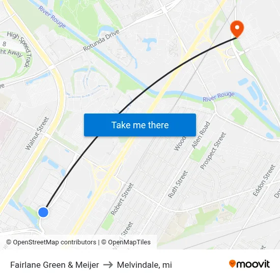 Fairlane Green & Meijer to Melvindale, mi map