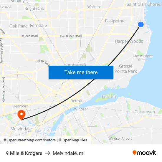 9 Mile & Krogers to Melvindale, mi map