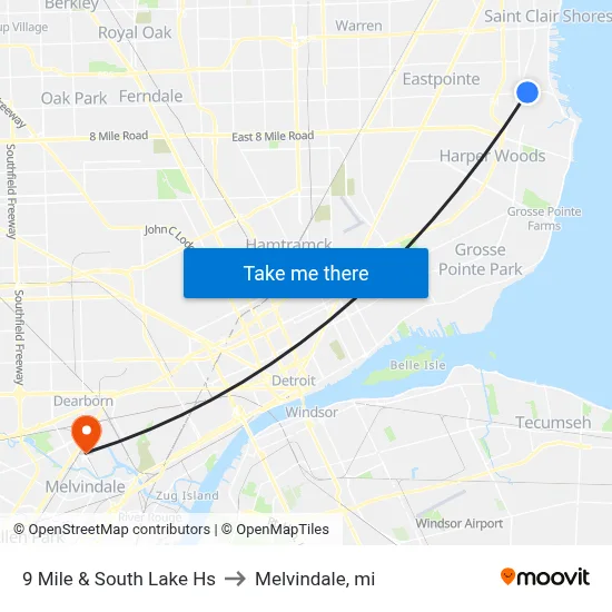 9 Mile & South Lake High School to Melvindale, mi map