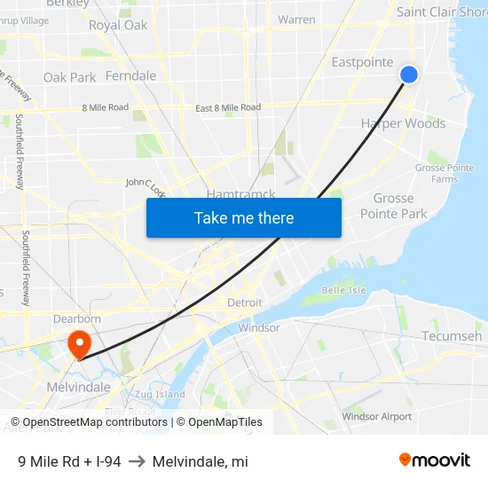 9 Mile Rd + I-94 to Melvindale, mi map