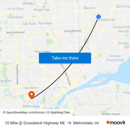 10 Mile @ Groesbeck Highway NE to Melvindale, mi map