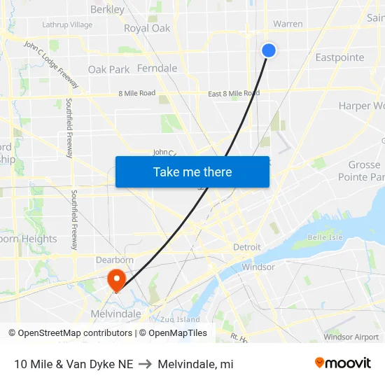 10 Mile & Van Dyke NE to Melvindale, mi map