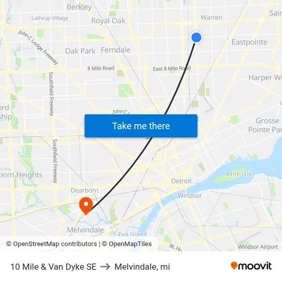 10 Mile & Van Dyke SE to Melvindale, mi map