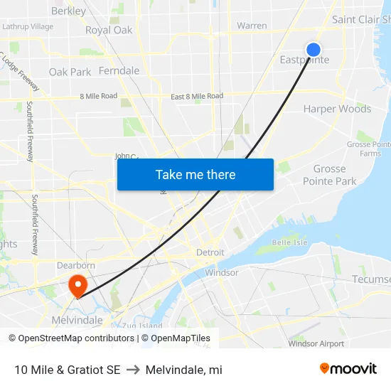 10 Mile & Gratiot SE to Melvindale, mi map