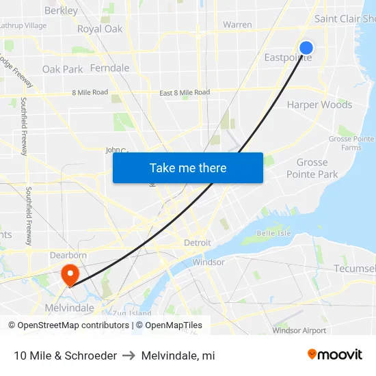 10 Mile & Schroeder to Melvindale, mi map