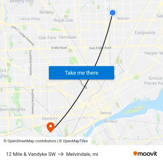 12 Mile & Van Dyke SW to Melvindale, mi map