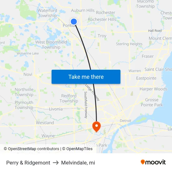 Perry & Ridgemont to Melvindale, mi map