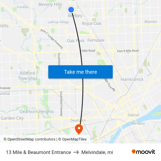 13 Mile & Corewell Beaumont Entrance to Melvindale, mi map