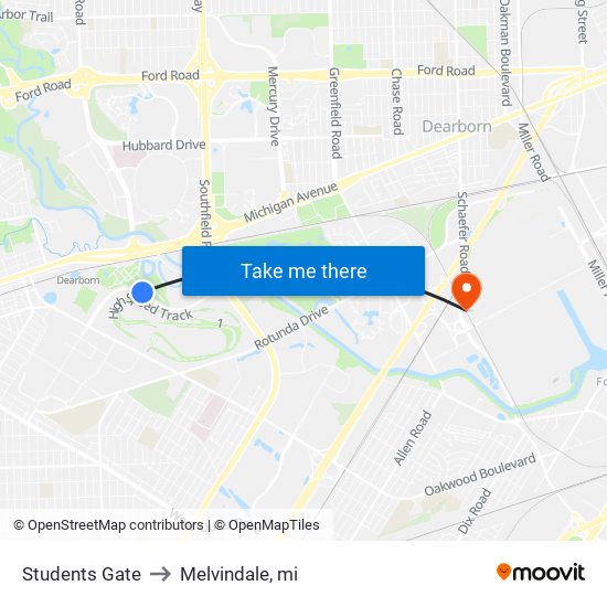 Students Gate to Melvindale, mi map