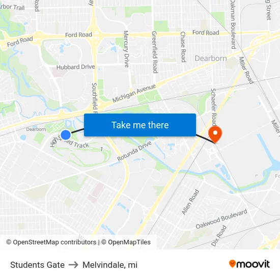 Students Gate to Melvindale, mi map