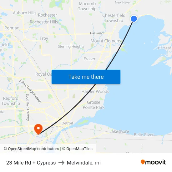23 Mile & Cypress to Melvindale, mi map