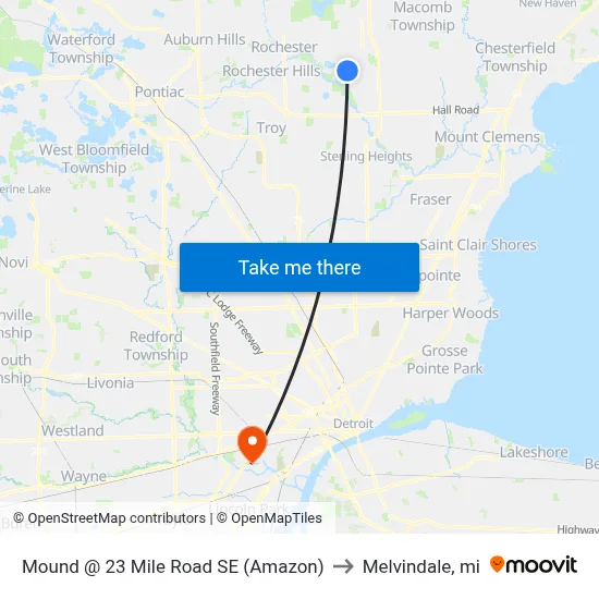 Mound @ 23 Mile Road SE (Amazon) to Melvindale, mi map