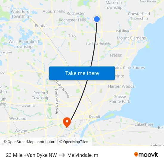 23 Mile +Van Dyke NW to Melvindale, mi map