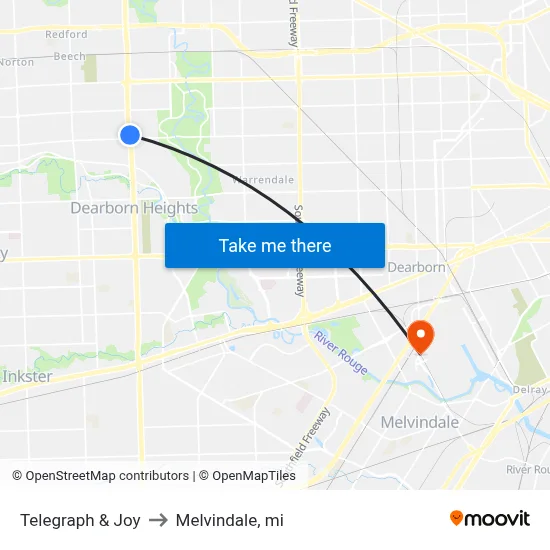 Telegraph & Joy to Melvindale, mi map