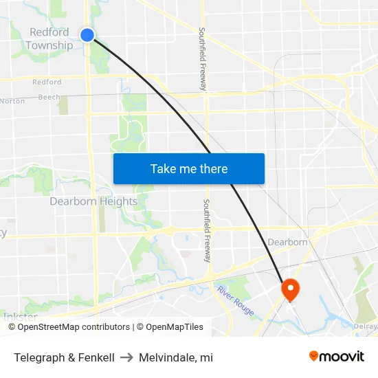 Telegraph & Fenkell to Melvindale, mi map