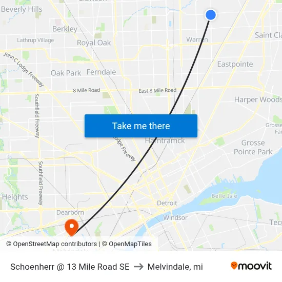 Schoenherr @ 13 Mile Road SE to Melvindale, mi map