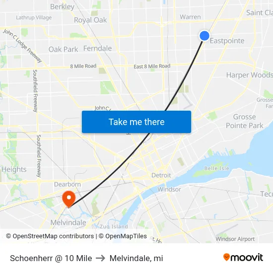Schoenherr @ 10 Mile to Melvindale, mi map